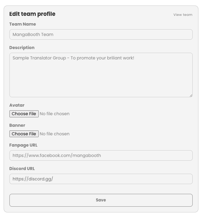 Team edit profile