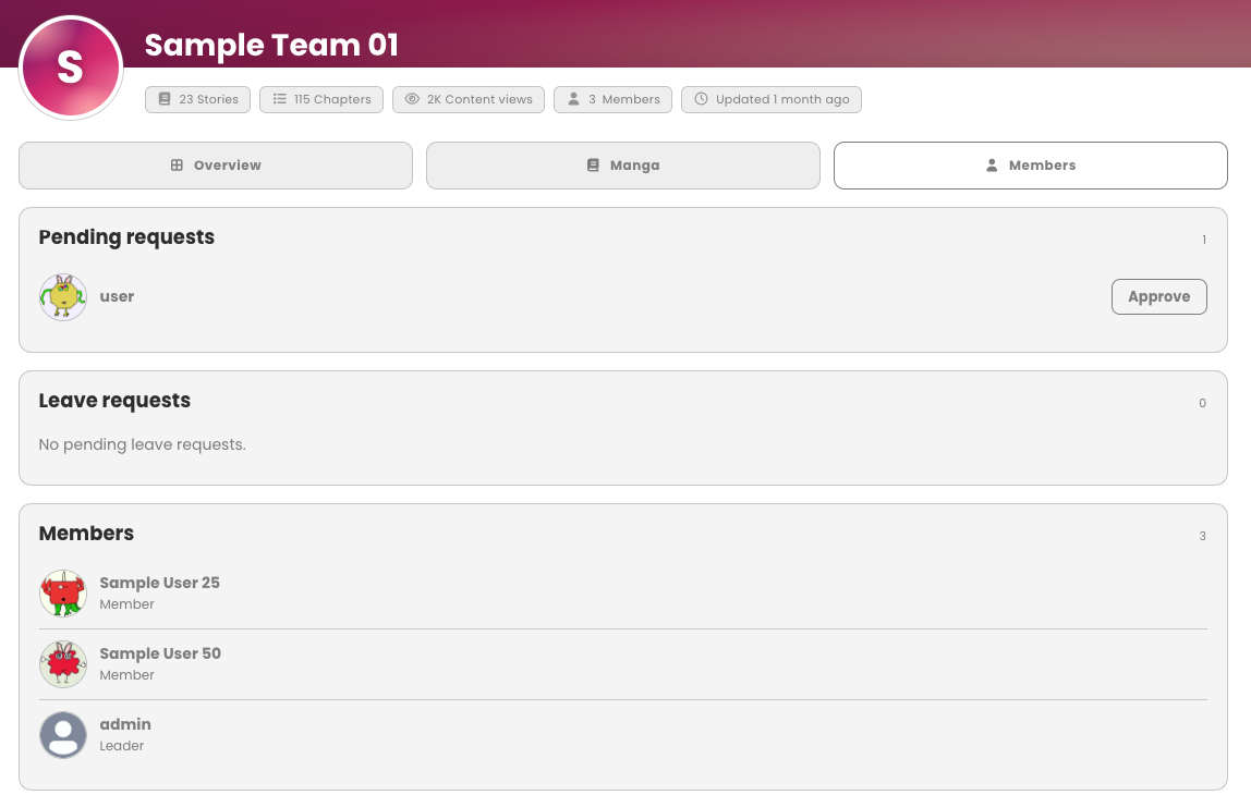 Members tab